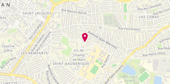 Plan de Pharmacie du Champs de Mars, 22 Rue Jean-Baptiste Creuze, 66000 Perpignan