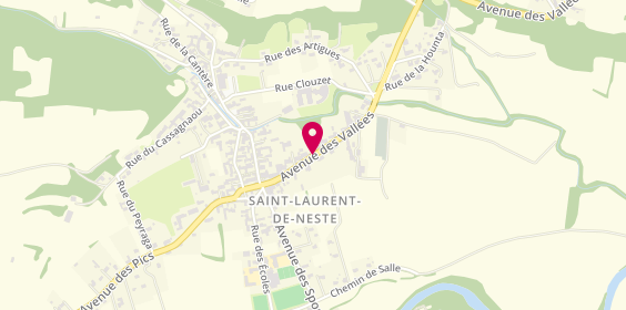 Plan de SELARL des Nestes, Pharmacie des Nestes
22 Avenue des Vallees, 65150 Saint-Laurent-de-Neste