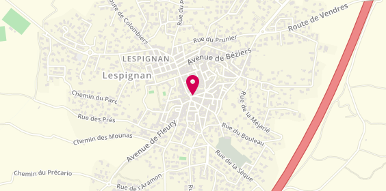 Plan de Pharmacie du Trefle, 16 Rue de l'Hotel de Ville, 34710 Lespignan