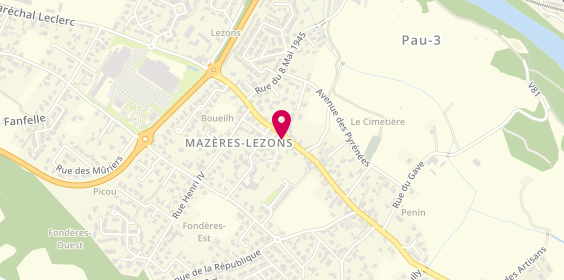 Plan de Pharmacie Beth Ceu, 33 avenue du Général de Gaulle, 64110 Mazères-Lezons
