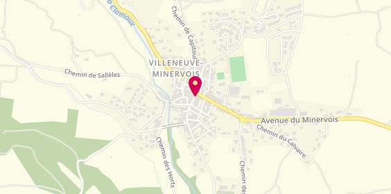 Plan de Pharmacie de Villeneuve Minervois, 10 Promenade des Fossés, 11160 Villeneuve-Minervois