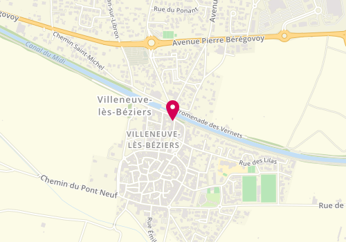 Plan de Pharmacie Raynaud-Puech, 28 Rue Rouvier, 34420 Villeneuve-lès-Béziers