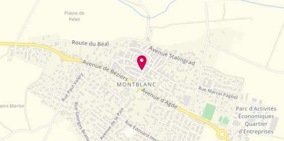 Plan de Pharmacie de la Place, 105 place du Jeu de Paume, 34290 Montblanc