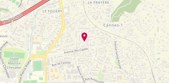 Plan de Pharmacie des Mimosas, 106 Avenue Michel Jourdan, 06150 Cannes La Bocca