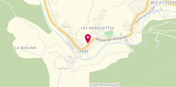 Plan de Pharmacie des Cevennes, Pharmacie des Cevennes
Route de l'Aveyron, 30120 Arre