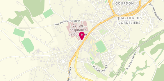 Plan de Pharmacie Centrale, Route de Cahors, 46300 Gourdon