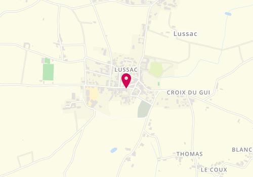 Plan de Pharmacie de Lussac, 1 place de la République, 33570 Lussac