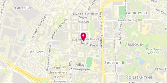 Plan de Grande Pharmacie Vigny Musset, 9 Rue Alfred de Musset, 38100 Grenoble