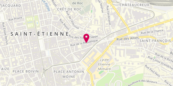Plan de Pharmacie LAZARE Sylvie, 38 Rue de la Republique, 42000 Saint-Étienne