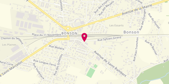 Plan de Pharmacie de la Gare BONSON, 18 Rue Sylvain Girerd, 42160 Bonson