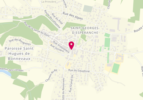 Plan de Pharmacie de Saint Georges, 35 Place Edmond Budillon, 38790 Saint-Georges-d'Espéranche
