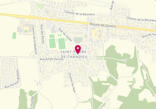Plan de Pharmacie Saint Pierre, 4 Rue du Stade, 69780 Saint-Pierre-de-Chandieu