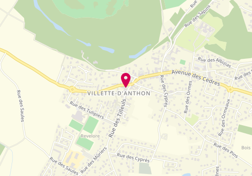 Plan de Pharmacie de Villette d'Anthon, 2 Rue des Tilleuls, 38280 Villette-d'Anthon