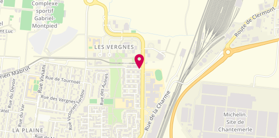 Plan de Pharmacie des Vergnes, 109 Rue d'Aulteribe, 63100 Clermont-Ferrand