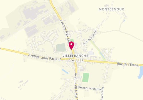 Plan de Pharmacie du Boulet, 27 Avenue Felix Mioche, 03430 Villefranche-d'Allier