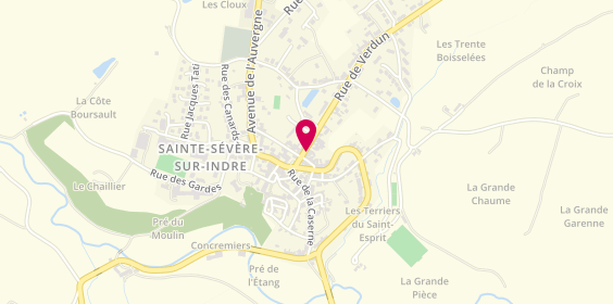 Plan de Pharmacie Jour de Fête, 6 Rue Verdun, 36160 Sainte-Sévère-sur-Indre