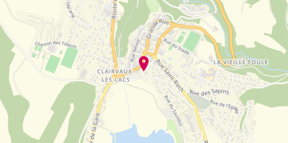 Plan de Pharmacie des Lacs - Estelle Saive, Pharmacie des Lacs
60 Grande Rue, 39130 Clairvaux-les-Lacs