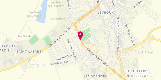Plan de Pharmacie Levrousaine, 2 Bis Avenue des Arènes, 36110 Levroux