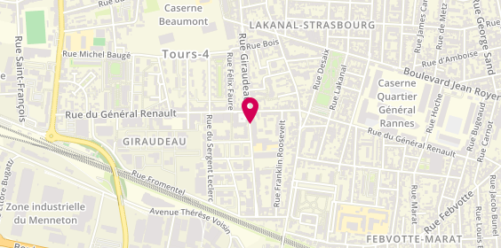 Plan de Pharmacie Giraudeau, 222 Rue Giraudeau, 37000 Tours