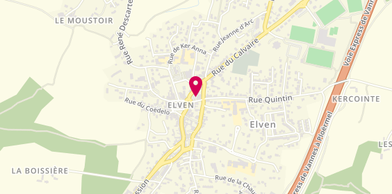 Plan de Pharmacie Centrale de Lanvaux, 4 Place Adrien Lefranc, 56250 Elven