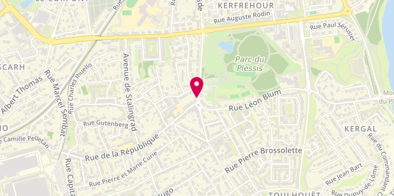 Plan de Pharmacie du Plessis - Republique, 110 Rue Jules Guesde, 56600 Lanester