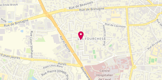 Plan de Pharmacie des Fourches - Pharmacie, parapharmacie, produits diététiques, Laval, 2 Rue du Dr Roux, 53000 Laval