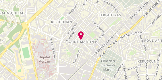 Plan de Pharmacie des Halles Saint Martin, 9 Rue Danton, 29200 Brest