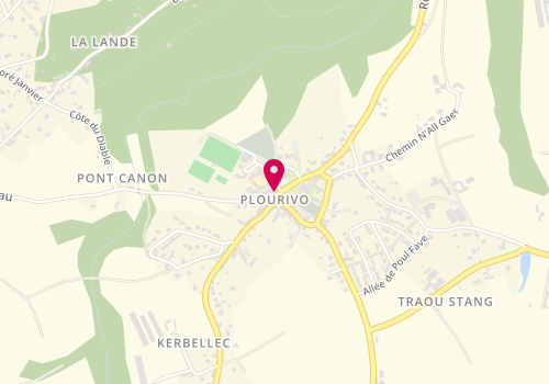 Plan de Pharmacie Joly-Trebaul, 5 place du Bourg, 22860 Plourivo