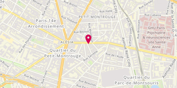 Plan de Pharmacie Chouvin, 65 Rue d'Alesia, 75014 Paris