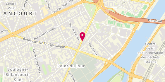 Plan de Pharmacie du Point du Jour, Selarl Pharmacie Monteiro
60 Avenue Pierre Grenier, 92100 Boulogne-Billancourt