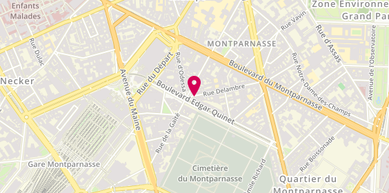 Plan de Aprium Pharmacie, 43 Rue Delambre
54 Boulevard Edgar Quinet, 75014 Paris