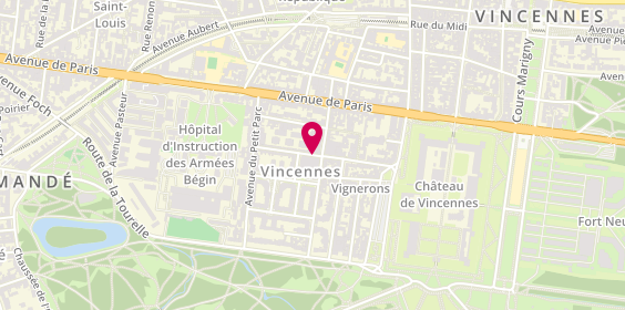 Plan de Pharmacie des Vignerons, 2 Rue du Maréchal Maunoury, 94300 Vincennes
