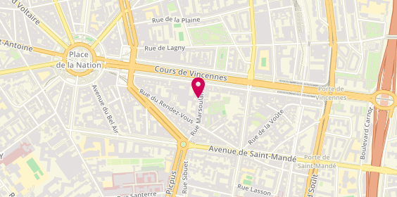 Plan de SELARL Pharmacie Marsoulan, 25 Rue Marsoulan, 75012 Paris
