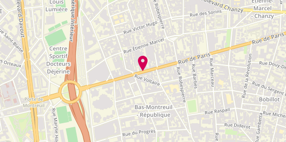 Plan de La Pharmacie Paul Bert, 228 Rue de Paris, 93100 Montreuil