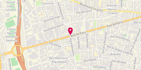 Plan de Pharmacie Centrale de Montreuil, 186 Rue de Paris, 93100 Montreuil