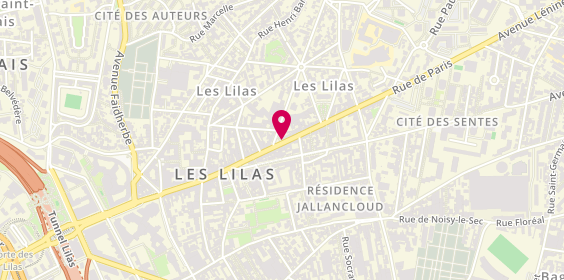 Plan de SNC Grande Pharmacie des Lilas, 157 Rue de Paris, 93260 Les Lilas