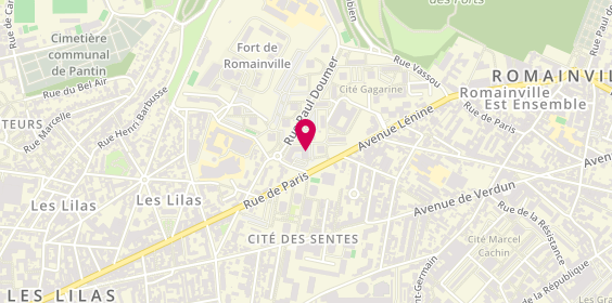 Plan de Pharmacie Centrale de Romainville, 9 Rue Paul Doumer, 93230 Romainville