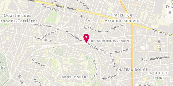 Plan de Pharmacie Custine, 62 Rue Custine, 75018 Paris