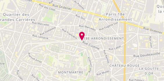 Plan de Pharmacie Custine well&well, 62 Rue Custine, 75018 Paris