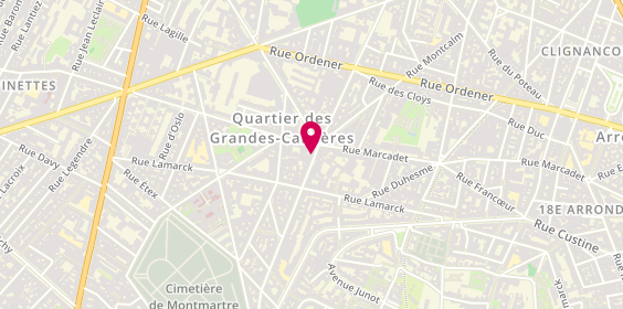 Plan de Pharmacie Radja, Mlle Rue Radjabaly Abdoulal
63 Rue Damremont, 75018 Paris