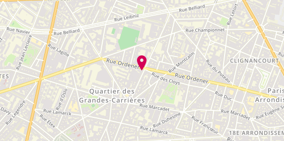 Plan de Pharmacie Grandes-Carrières, 83 Rue Damrémont, 75018 Paris