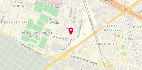 Plan de Grande Pharmacie de l'Etoile, 25 Rue de l'Etoile, 93000 Bobigny