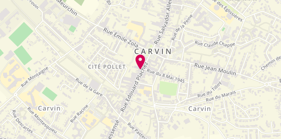 Plan de Pharmacie du Centre, 26 Rue Edouard Plachez, 62220 Carvin