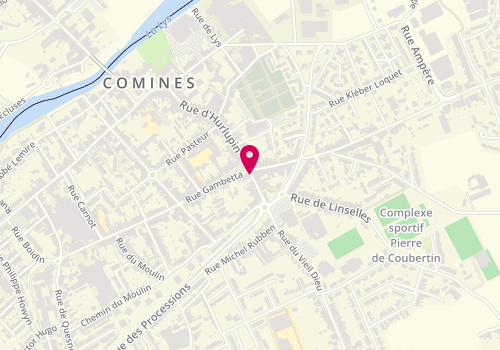 Plan de Nouvelle Pharmacie de Comines, 104 Rue d'Hurlupin, 59560 Comines
